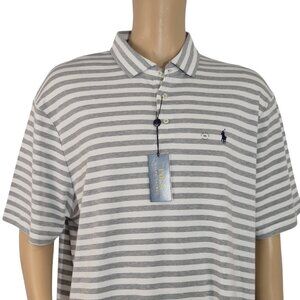Polo Ralph Lauren Men's Polo Shirt Size XXL Striped Gray White Short Sleeve (60)